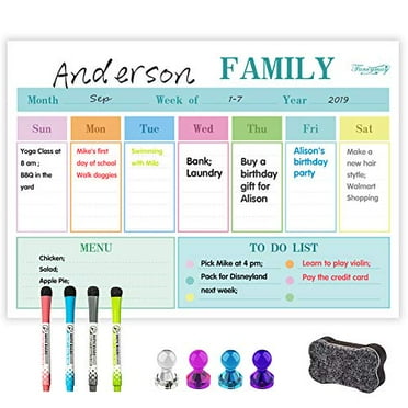 Details about / Magnetic Weekly Dry Erase Calendar 16/" X 12/" With Premium Stain 4 For